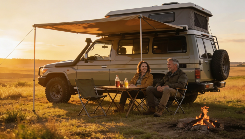 KI Generiert: Abend-Sonne am Geländewagen